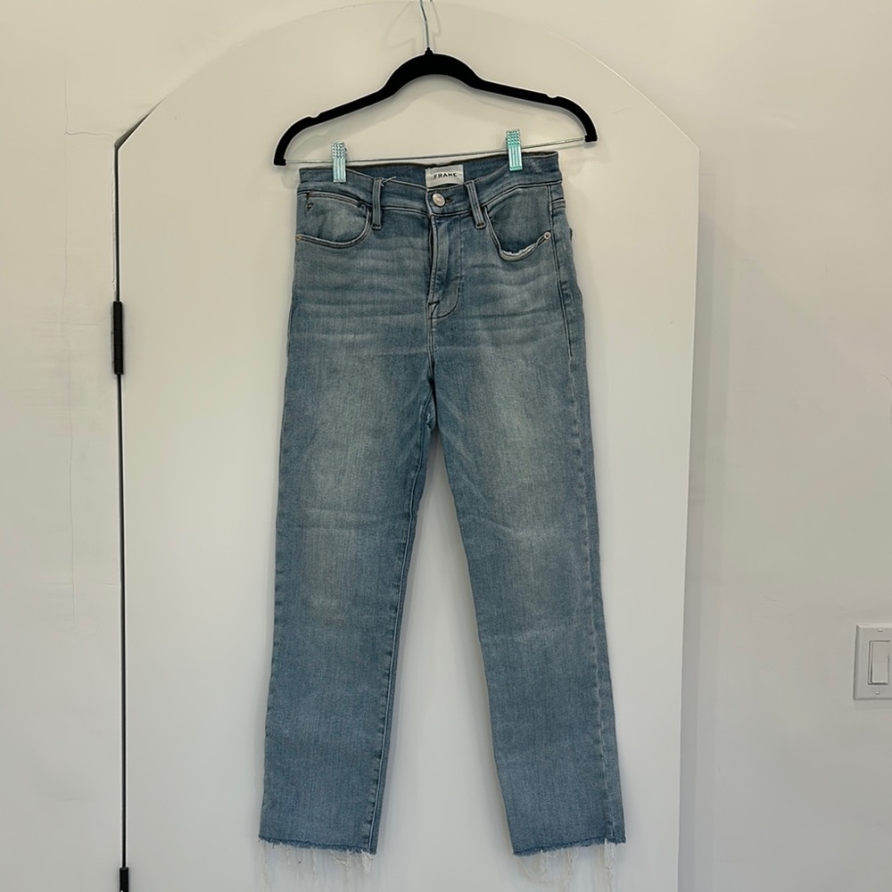 Frame Denim Women's Le High Straight Leg Jeans - Light Blue